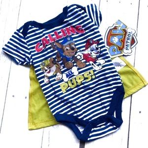 NWT paw patrol 0-3 month onesie attachable cape